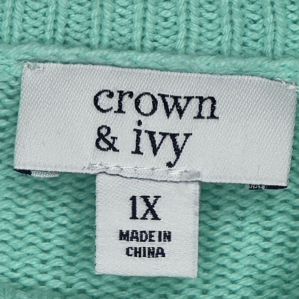 Crown & Ivy Mock Neck Sweater Cotton Blend Preppy Grannie Core Sz 1X - Picture 7 of 9